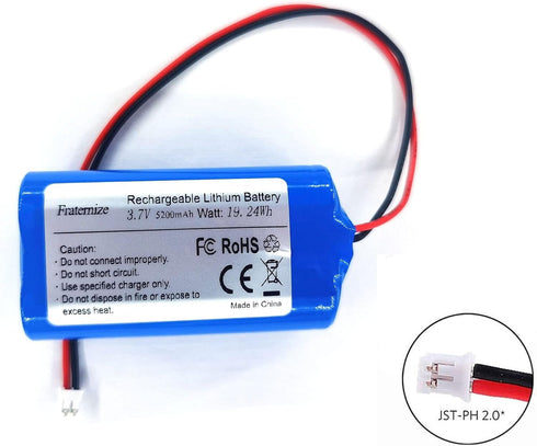 5200mAh 3.7v Lithium ion Battery with 2.0Pin JST-PH JST 2.0/2P Plug Rechargeable Battery Pack Lithium 3.7 Volt Batteries for Electronics, Toys, Li...