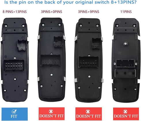 8 + 13 Metal Pins.Master Power Window Switch fits for 2008-2012 Jeep Liberty & Dodge Nitro,2009-2010 Dodge Journey,4602632AB 4602632AD 4602632AC D...