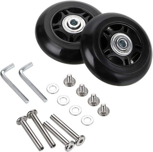 OwnMy 80mm x 24mm Luggage Suitcase Replacement Wheels, Rubber Swivel Caster Wheels Bearings Repair Kits, A Set of 2...