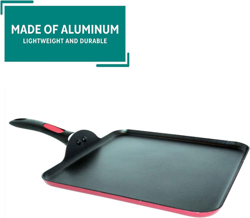 Mirro A79613 Get A Grip Aluminum Nonstick Griddle Cookware, 11-Inch, Red...