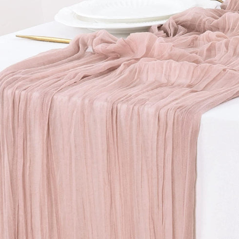 Socomi Cheesecloth Table Runner 10ft Gauze Boho Rustic Dusty Pink Cheese Cloth Table Runner for Baby Shower Decoration Wedding Easter Summer Table...