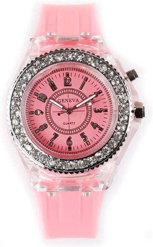 CdyBox Silicone Bling Watch LED Luminous Colorful Lights Sport Watches Girls Boys Wristwatch...