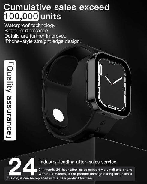 2 Pack Waterproof Case for Apple Watch Series SE 6 5 4 40mm, Straight Edge PC Bumper with Tempered Glass Screen Protector 360 Protective Cover for...