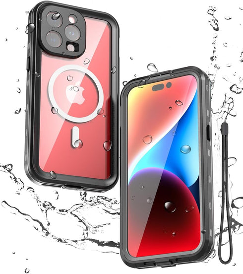 Miimall Compatible for iPhone 15 Pro Waterproof Case, iPhone 15 Pro Magsafe Case Built-in Screen Protector Mililtary Dropproof Dustproof Shockproo...