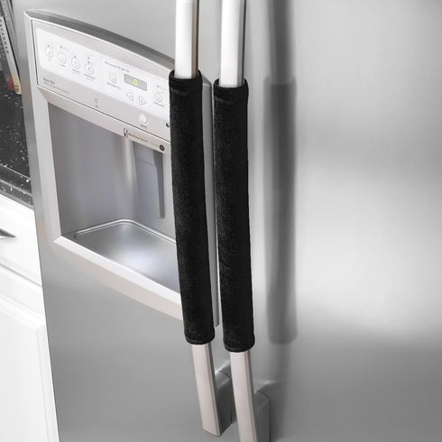 OUGAR8 Refrigerator Door Handle Covers,Keep Your Kitchen Appliance Clean from Smudges,Fingertips,Drips&Food Stains,Perfect for Dishwashers(12" L3.75 W, Black)