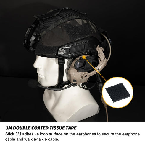 Tactical Cable Storage Sticker Reusable Fastening Cable Ties with Hook and Loop for Tactical Helmet, Headset, Walkie-Talkie(1pc,Black)...