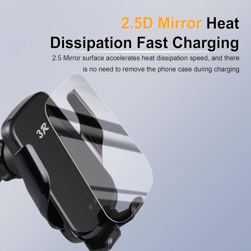 LivTee Wireless Car Charger Mount, Automatic Clamping Mount, 15W Fast Wireless Charging Car Phone Holder, Universal for All Mobile Phones, Fit for...