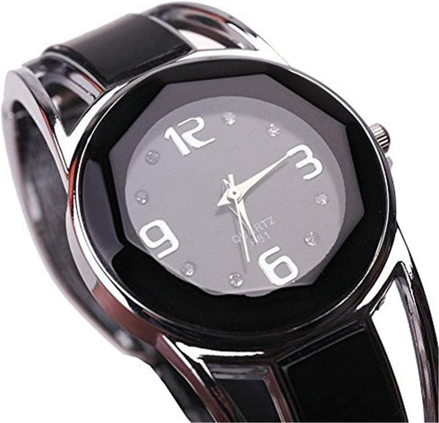Women Bangle Watch Bracelet Quartz with Rhinestone Round Dial Stainless Steel Band Cuff Watches with Womens Wrist Watch Box...