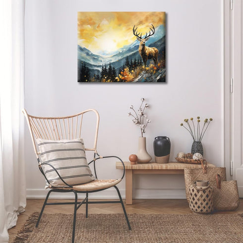 Rebotipy Deer Paint by Numbers Kit for Adults, Forest Trees Deer Paint by Numbers, DIY Acrylic Oil Painting of Mountains Landscape, 16x20inch Mode...