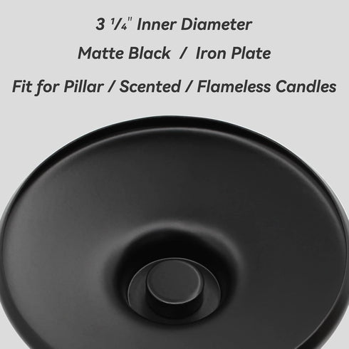 Matte Black Iron Candle Holder for Pillar Candles - Modern Table Centerpiece and Farmhouse Decor - 4.5"...