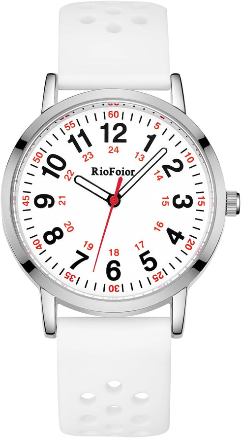 Nurse Watch for Nurses,Nursing Students,Medical Professionals,Doctors,with Variety Colors,Second Hand and 24 Hour,Soft Breathable Colour Silicone ...