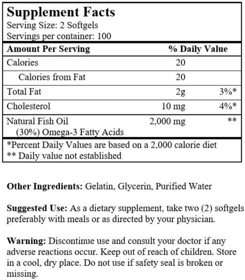 Omega 3 Alaska Deep Sea Fish Oil 1000mg 200 Softgels...