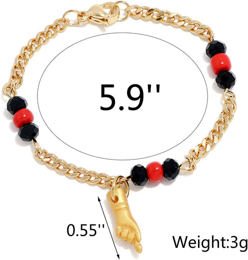 Caiyao 18K Gold Plated Figa Gesture Hand Pendant Azabache Chain Bracelet Anklet Baby Hand Good Luck Charm Amulet Protection Jewelry for Women Girl...