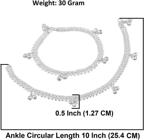 Efulgenz Indian Anklets for Women Anklet Bells Indian Payal Anklet Silver Anklet Indian Oxidized Indian Jewelry Indian Ankle Bracelets Anklets Ind...