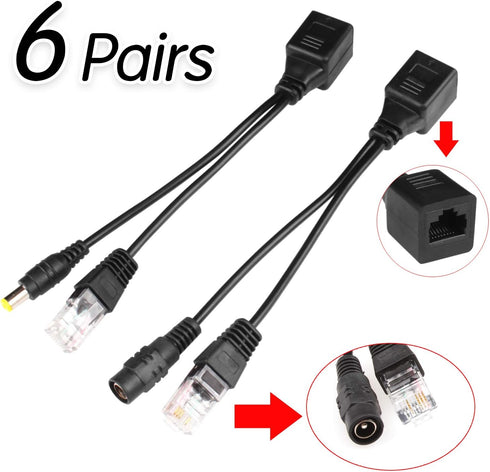 Passive PoE Injector 6 Pairs PoE Splitter Kit Passive PoE Injector and PoE Splitter Kit with 5.5x2.1 mm DC Connector RJ45 Power Over Ethernet...