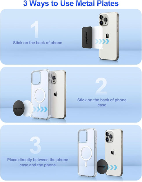 Metal Plate for Phone Magnet, 10 Pack Replacement Magnet Disc Magic Mount Sheet with Adhesive Backing for Magnetic Car Holder Cradle Stand (Dashbo...