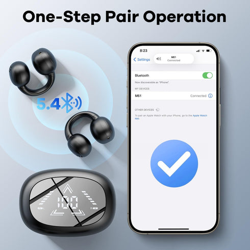 Ear Clip Earbuds True Wireless Bluetooth Headphones, Mini Bone Conduction Earphones Open Ear Headphones for Sport Running Workout Driving Compatib...