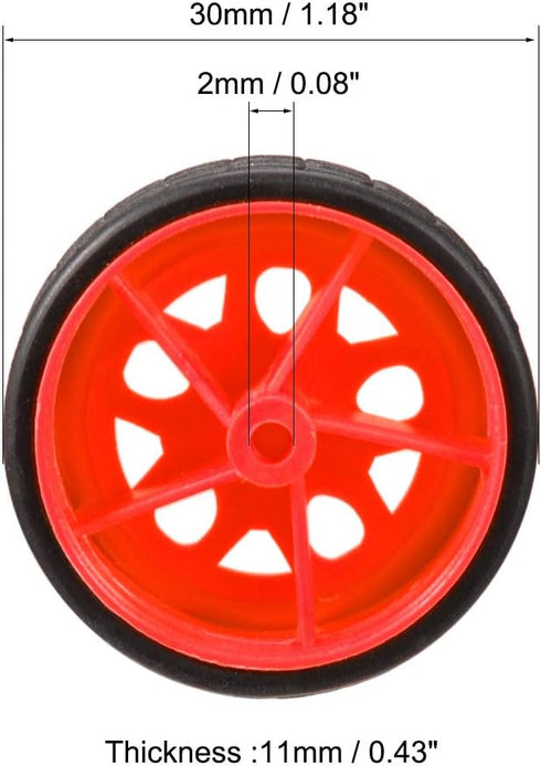uxcell 30mm Rubber RC Wheel Tires DIY Model Robots 4pcs, Red and Black...