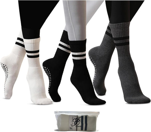 Yoga Socks with Grips for Women, Non Slip Grippy Socks for Yoga, Pilates, Barre, Dance | Ideal Cushioned Crew Socks...