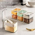 Condiment Jar Spice Container, Sugar and salt container set?Glass Seasoning Box with Spoon Dustproof Lid and Handle,for Kitchen, Counter,Food Stor...