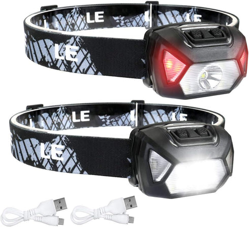 LE Headlamp Rechargeable, LED Head Lamp with 6 Modes for Camping & Hiking Gear Essentials, IPX4 Waterproof High Lumen Bright Headlight Flashlights...