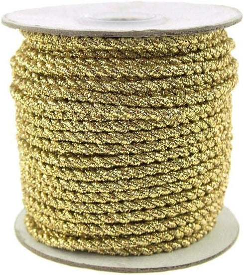Firefly Imports 2-Ply Twist Cord Rope Roll with Gold Trim, 3mm/25-Yard, Gold...