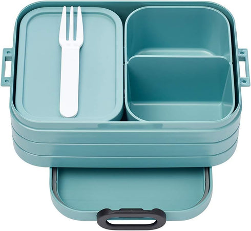 MEPAL, Bento Lunch Box Midi with 2 Compartments for Food Storage, a Detachable Box Including a Fork, Portable, BPA Free, Nordic Green, Holds 30.4 ...
