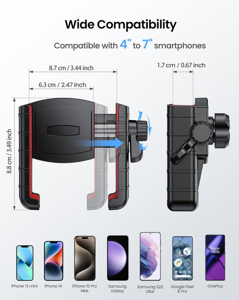 Phone Mount Holder Compatible with Peloton Bike, Exercise Bike - Secure Fit and Quick Lock - 360 Degree Rotation - for Indoor Stationary Exercise ...
