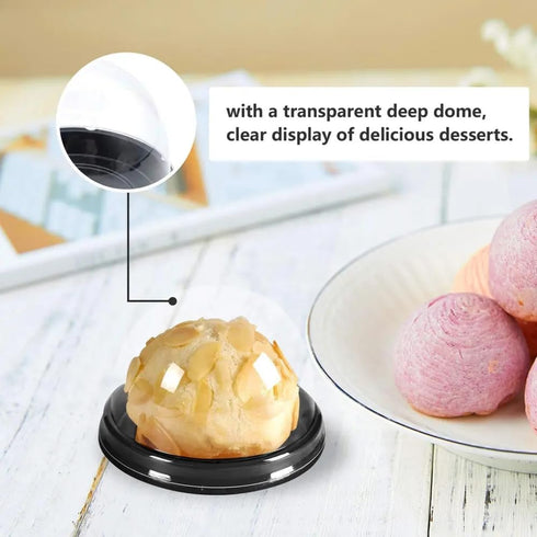 EchoDone Clear Plastic Mini Cupcake Boxes Muffin Pod Dome Single Container Box Wedding Birthday Gifts Boxes Supplies 50 Pack (Black)...