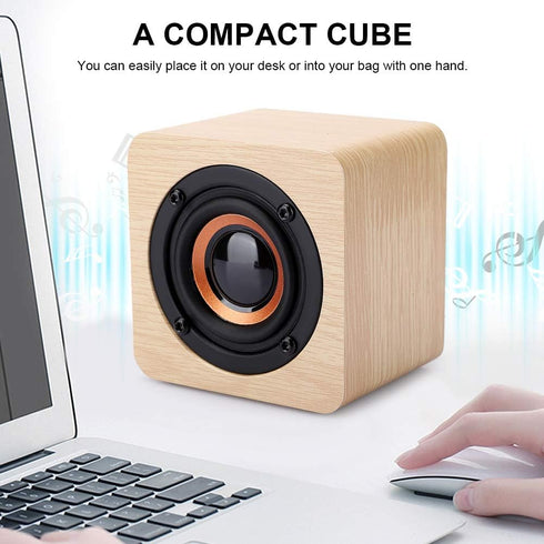 Retro Wireless Bluetooth Speaker, Yellow Wooden USB-Powered Portable Speaker with HD Sound and Rich Bass for Computer PC...
