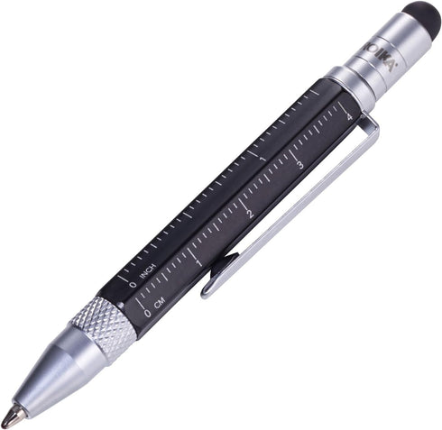 Troika Construction Liliput - PIP25/BK - Multitasking Ballpoint Pen (Small) - Tool Pen - Centimeter/Inch Ruler - Slotted/Phillips Screwdriver - St...