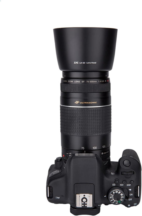 Reversible Lens Hood Shade Protector for Canon EF 75-300mm f/4-5.6 III USM & EF-S 55-250mm f/4-5.6 is II Lens Replaces ET-60 On Canon EOS 5D Mark ...
