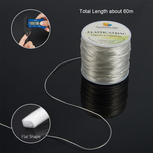 PH PandaHall 60 Yards Clear Elastic String Cord, 0.8mm Polyester Stretch Thread Elastic Bracelet Rope Crystal Beading Cord for Party Decor Jewelry...