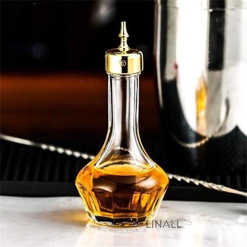 Bitters Bottle - 50ml Glass Dash Bottle with Stainless Steel Dasher Top, Professional Bar Tool for Making Cocktails (Gold)...