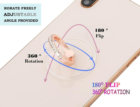 Transparent Cell Phone Ring Holder Kickstand,Bling Bling Sparkle Diamond Clear Cell Phone Finger Ring Grip Stand(Silver/Rose Gold)......