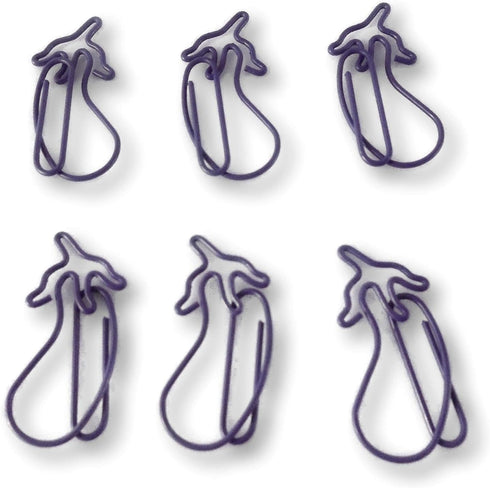 100 Count Eggplant Shaped Paper Clips Great for Paper Clip Collectors or Office Gift - Comes in Round Tin with Lid and Gift Box - Purple...