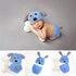 Newborn Baby Girl Boy Photo Props Outfits Crochet Knitted Blue Dog Hat Shorts with Bone Set for Boys Girls Photography Shoot (0-6 Months)...