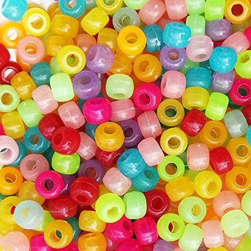 Glow in Dark Color Mixed Pony Beads for Friendship Bracelet Making Size 6x9mm 1000pcs...