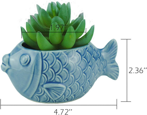 VanEnjoy 5" Ceramic Succulent Pot, Cute Ocean Blue Seashell Series, Conch Shaped Cactus Pot Planter, Flower Pot, Pottery Bonsai Pot (Seashell M)...