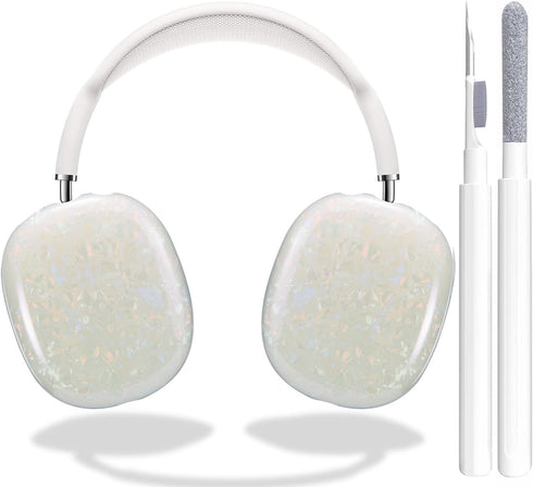 for Cute Glitter Airpods Max Case with Cleaner Kit, Anti-Scratch Shell Pattern Ear Pad Case Cover/Ear Cups Cover/Headband Cover for AirPods Max Co...