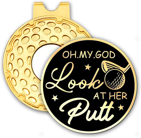Black Gold Golf Ball Marker with Hat Clip, Funny Golf Accessories for Men Women Dad Mom Grandpa Golf Lover...