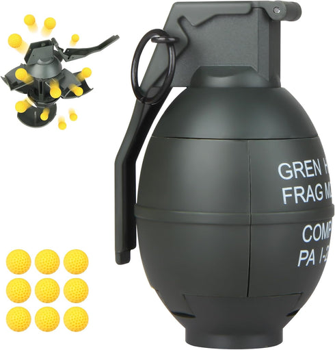Toy-Hand Grenade for CS Battle Game,with 9 Foam Ammo Green Tactical CS-Grenade Fun Impact,Pull Ring Grenade Toy Outdoor Sport for Age 14 Years Old...