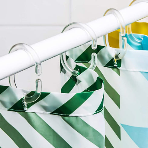 Qulable 24 pcs Shower Curtain Rings Plastic Shower Curtain Hooks C-Shaped Rings Hook Hanger Bath Drape Loop Clip Glide Bathroom Shower Window Rod ...