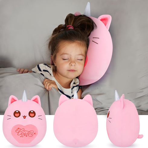 Auspicious beginning Unicorn Cat Plush Toys- 11" Caticorn Plush Toy Stuffed Animals, Pink Cat Plushie, Cute Cat Plushie Toy, Kawaii Plushies Room ...