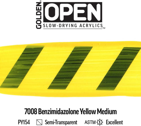 OPEN Slow-Drying Acrylics by GOLDEN, Benzimidazolone Yel Med, 2 fl oz. tube, Professional Acrylic Paint, Semi-Transparent...