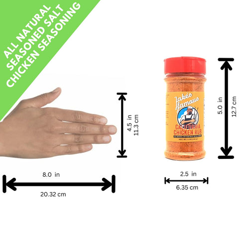 Jake's Famous California Chicken Rub, Chicken Seasoning, Gluten Free, MSG Free, Dry Rub, Steak Seasoning, BBQ Rub, Hamburger Seasoning with Turmer...