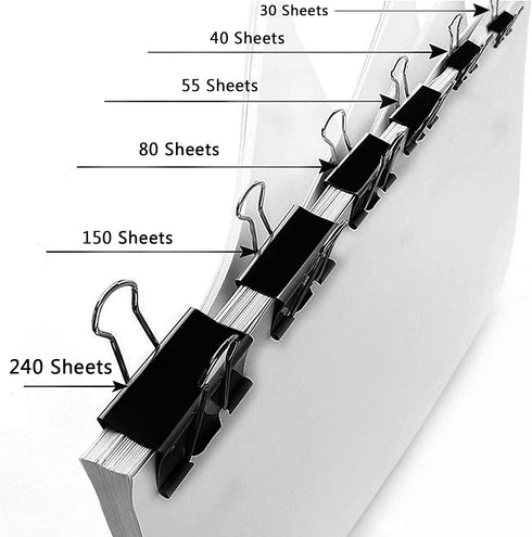 SANNIX 100 PCS Binder Clips Assorted Sizes, X Large, Large, Medium, Small, Mini and Micro, Binder Clips Paper Clamps for Office Home School...
