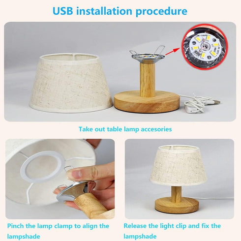 Small Table Lamp,Bedside Table Lamp,Wooden Bedside Lamp Simple Bedroom Lamp Linen Shade Mini Desk Lamp Night Light Nightstand Lamp for Bedroom,Liv...