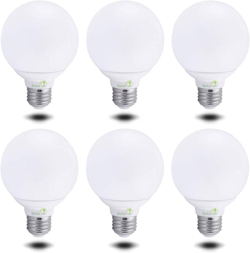 6 Pack Bioluz Dimmable Globe LED G25 40 Watt Replacement (Uses 6 Watts) Warm White (2700K) LED Light Bulb, 450 Lumens UL Listed (Pack of 6)...