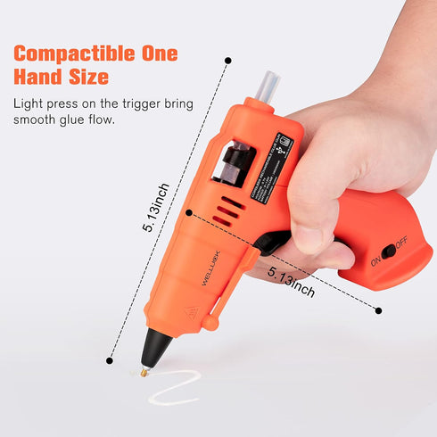 WELLUCK Cordless Hot Glue Gun, USB Rechargeable Wireless Mini Hot Melt Glue Gun with 20 Glue Sticks and USB Cable, Battery Operated Glue Gun DIY T...
